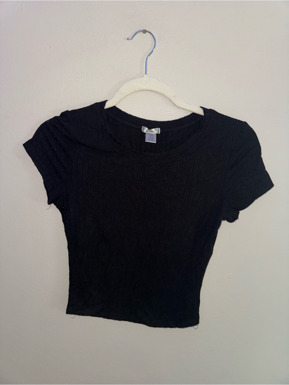 Bozzolo, black ribbed top, size small